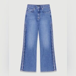 Maje Pearl BEADED CUTAWAY JEANS size 36T
